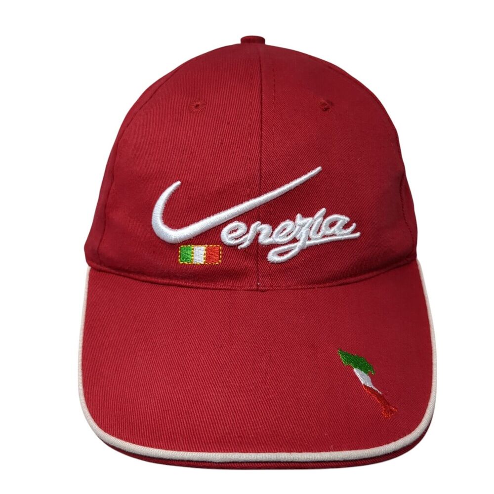 Venezia Italia Strapback Hat Red 59cm Adjustable Embroidered 6 Panel